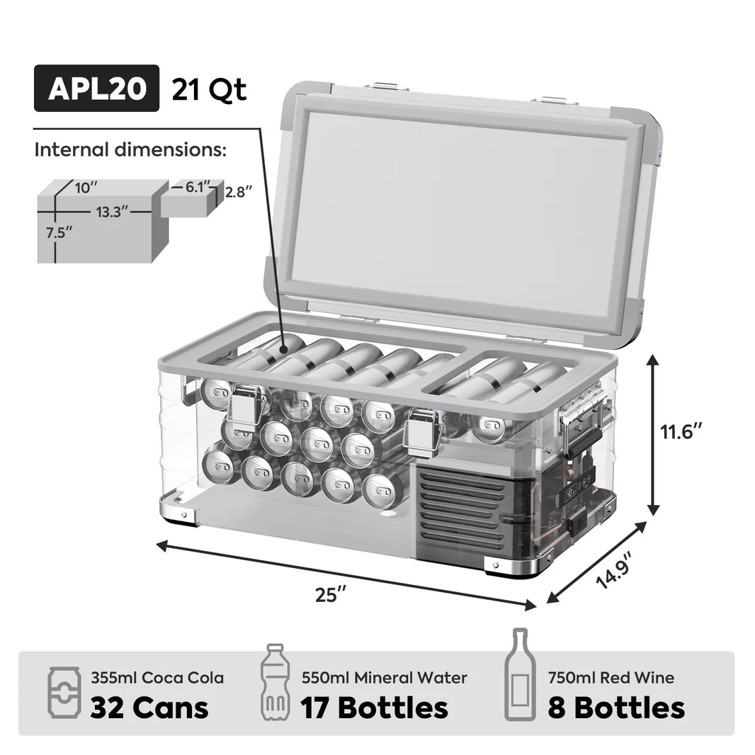 ICECO APL20 Light Duty Aluminum 21Qt Fridge - Silver