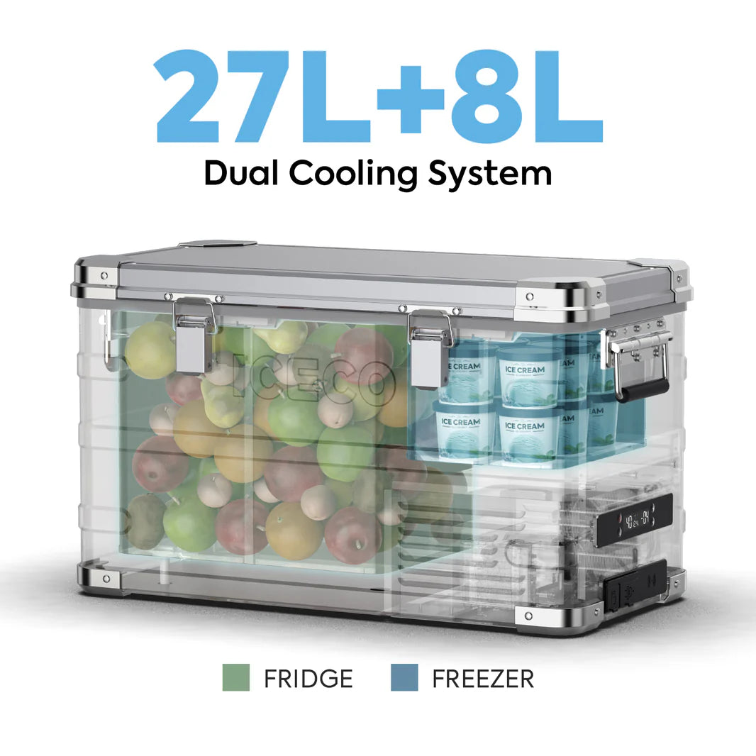 ICECO APL35 Ultralight Dual Zone 37Qt Aluminum Fridge - Silver