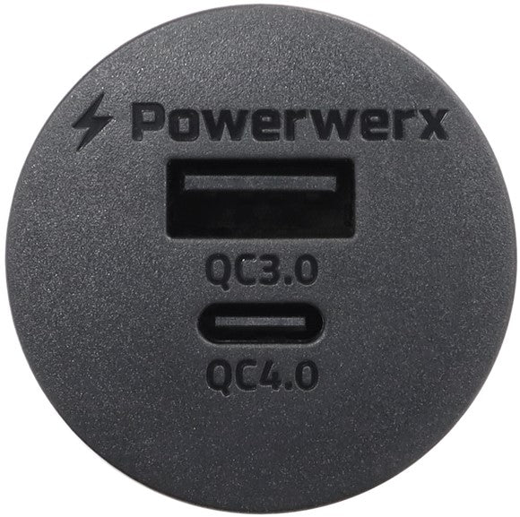 Powerwerx Panel Mount Combination USB QC3.0 and USB Type-C QC4.0 Fast Device Charger