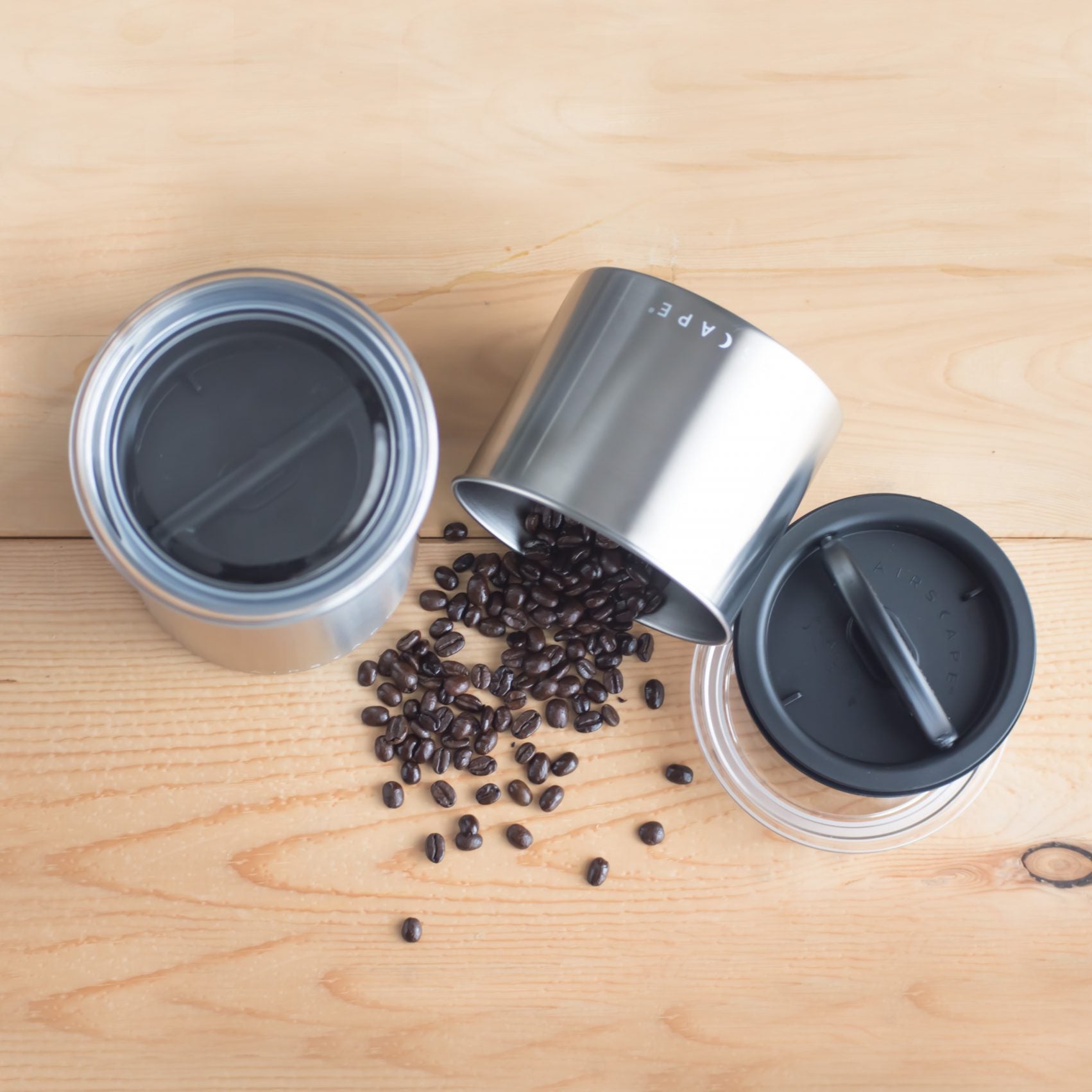 Airscape Coffee Canister - 4" Stainless Steel Obsidian