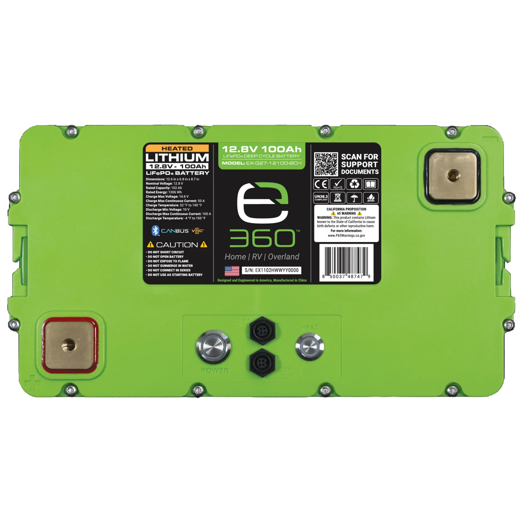 Expion360 12V 100Ah LiFePO4 Lithium Battery – Group 27, SmartTalk™ & VHC™