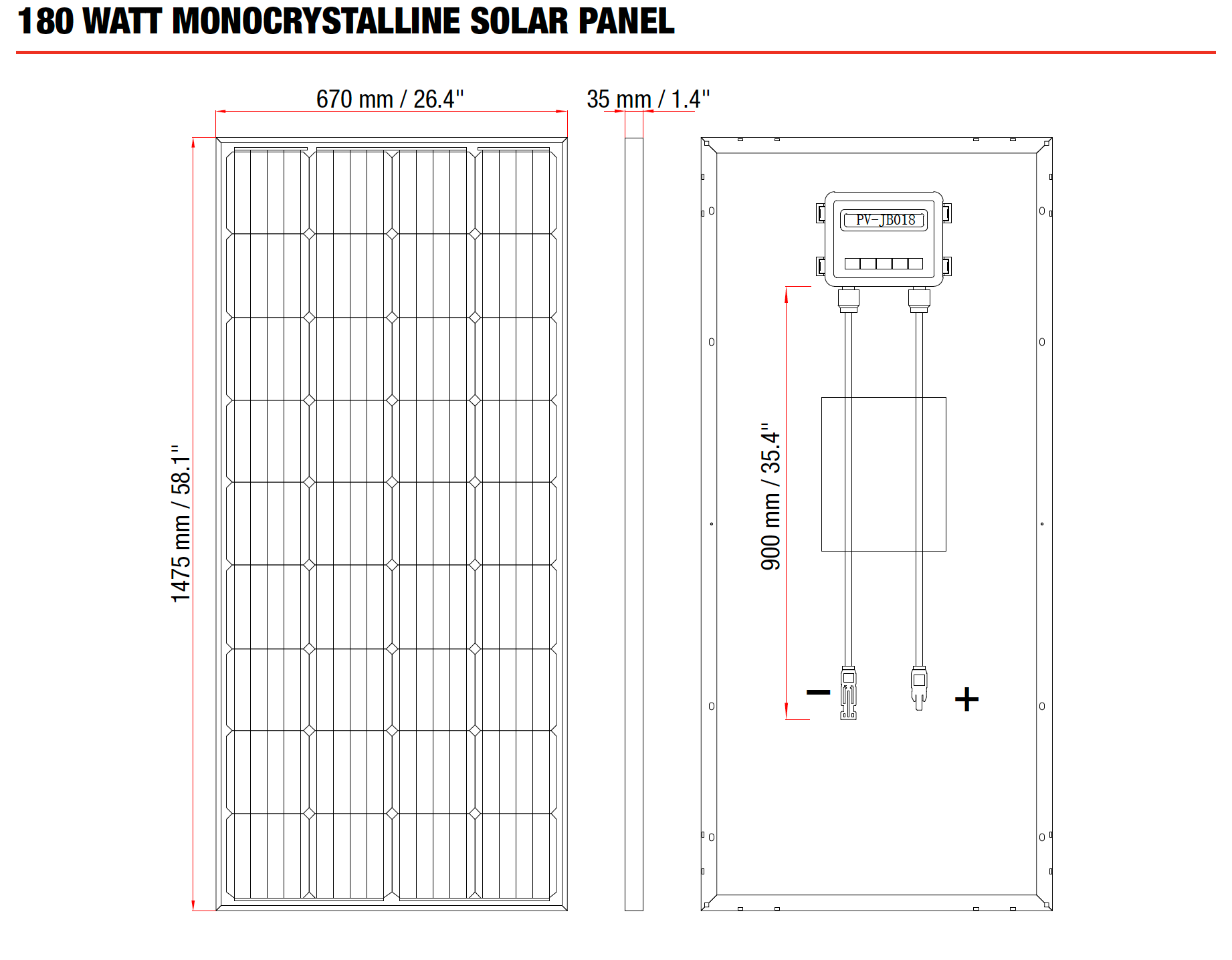 Redarc 180W Monocrystalline Solar Panel