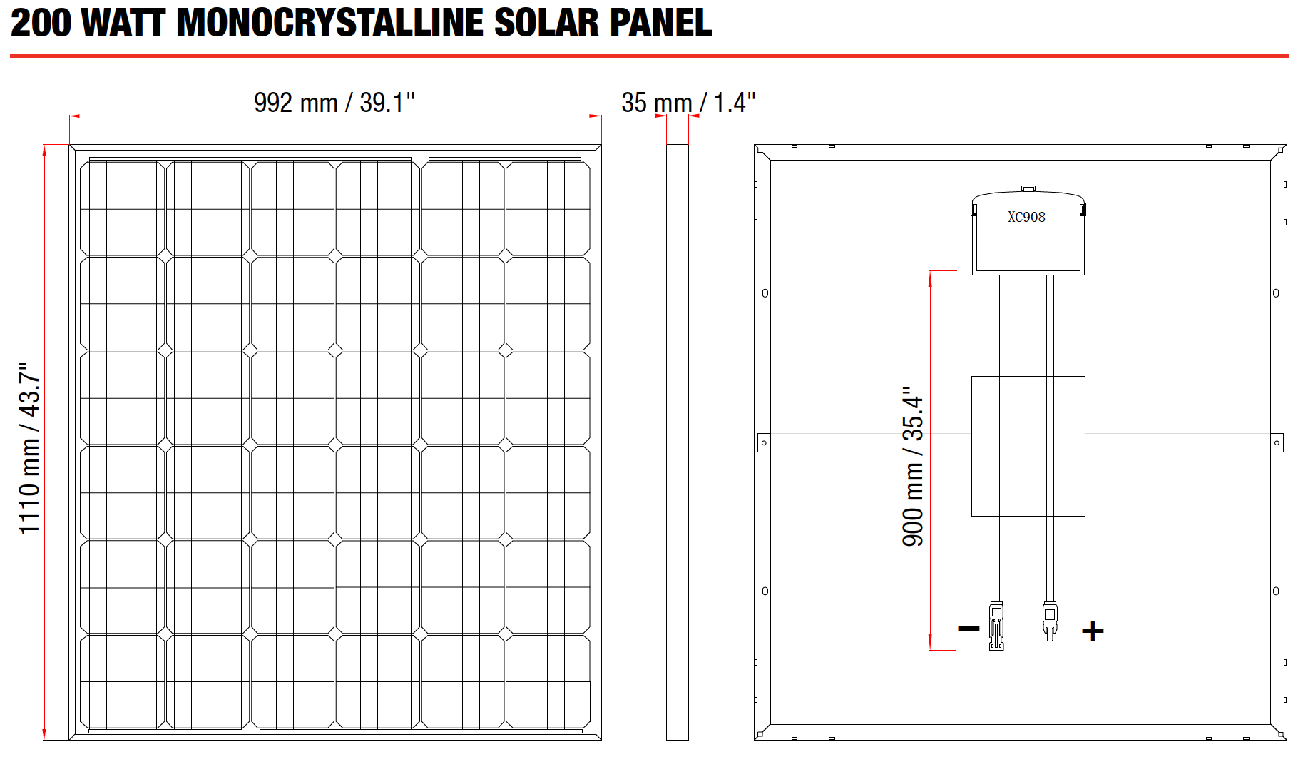 Redarc 200W Monocrystalline Solar Panel