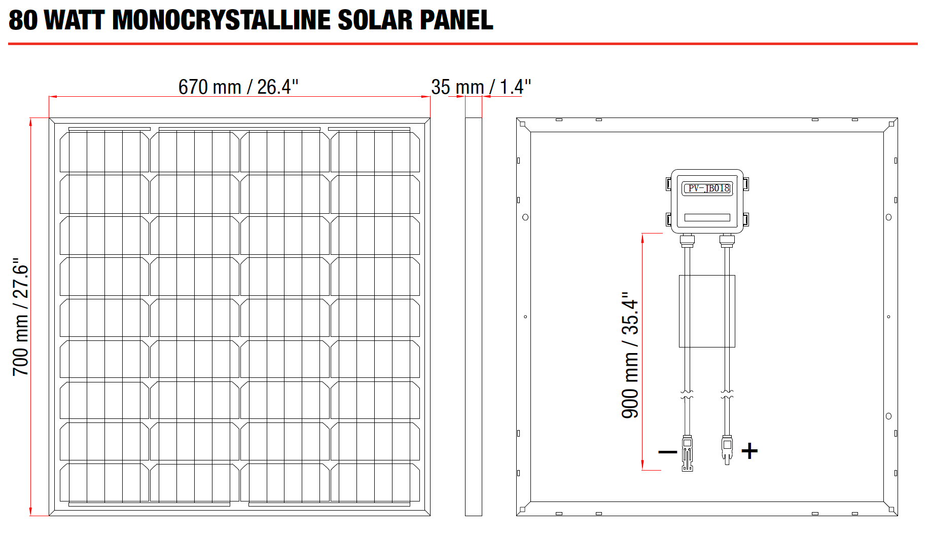 Redarc 80W Monocrystalline Solar Panel