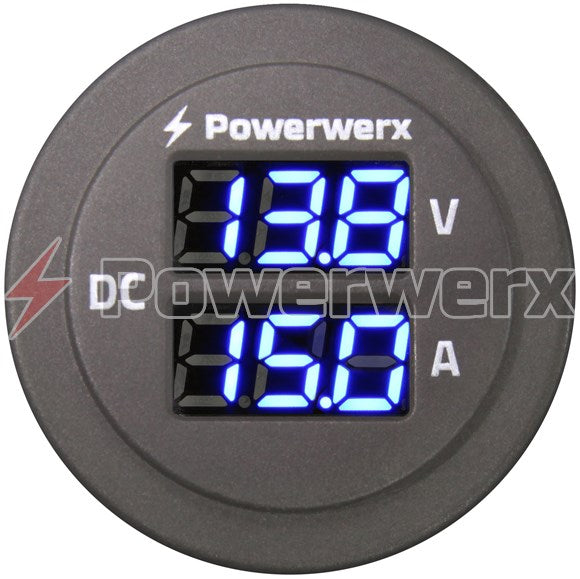 Powerwerx Panel Mount Combo Amp & Volt meter for 12/24V Systems