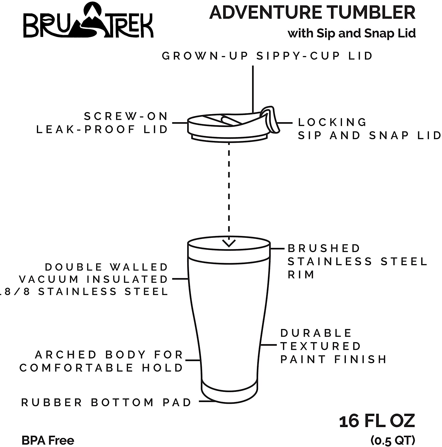 BruTrek Adventure Tumbler 16oz - Red Rock